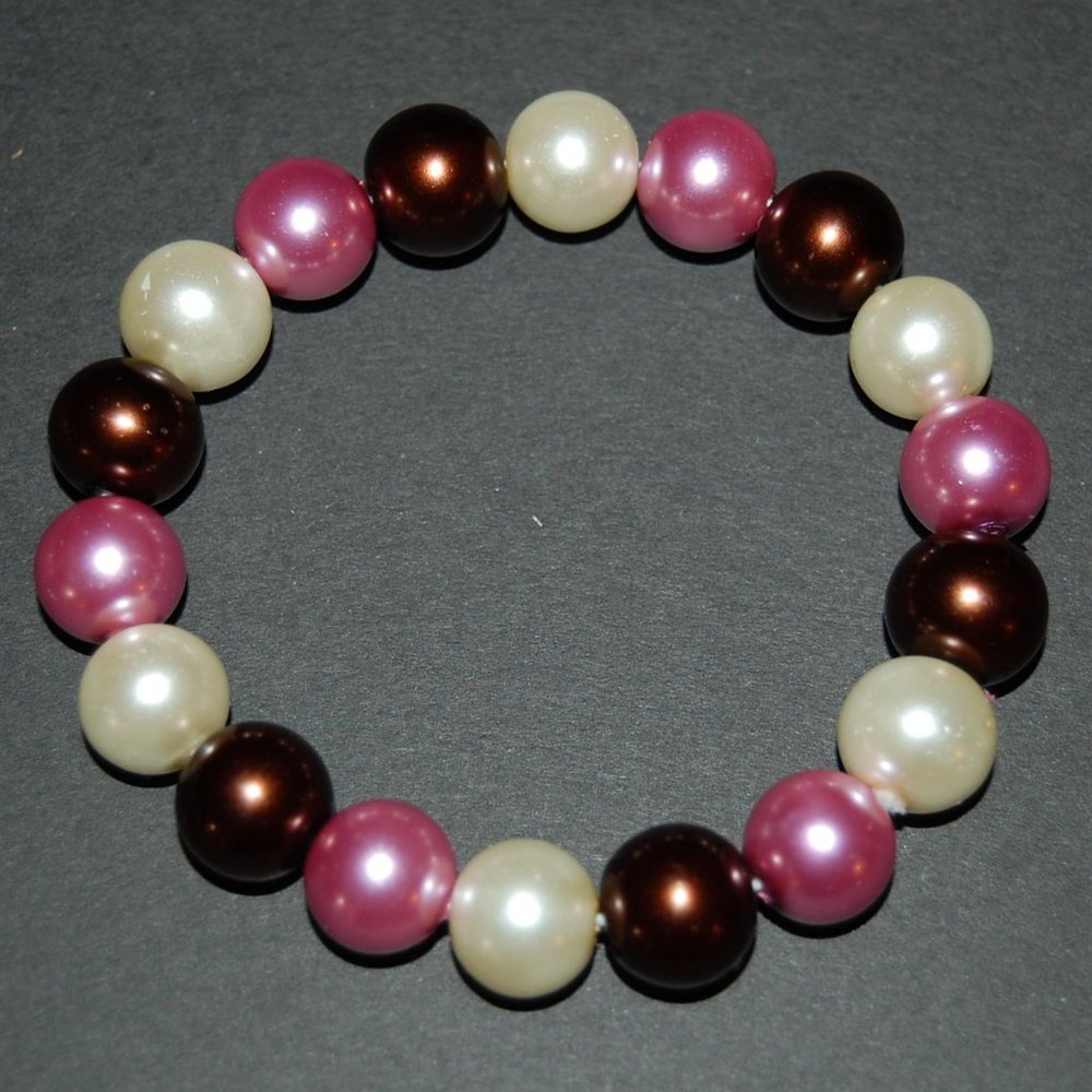 Chunky Bracelet,Large 14mm Beads,Glass Pearl Beaded Bracelet,Party Bracelet